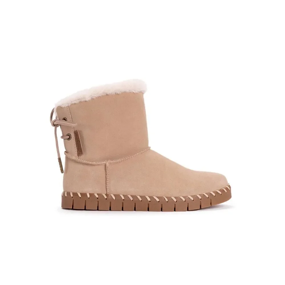 MUK LUKS Flexi Albany Women’s Sand/Beige Snow Boots Lace Back New 6